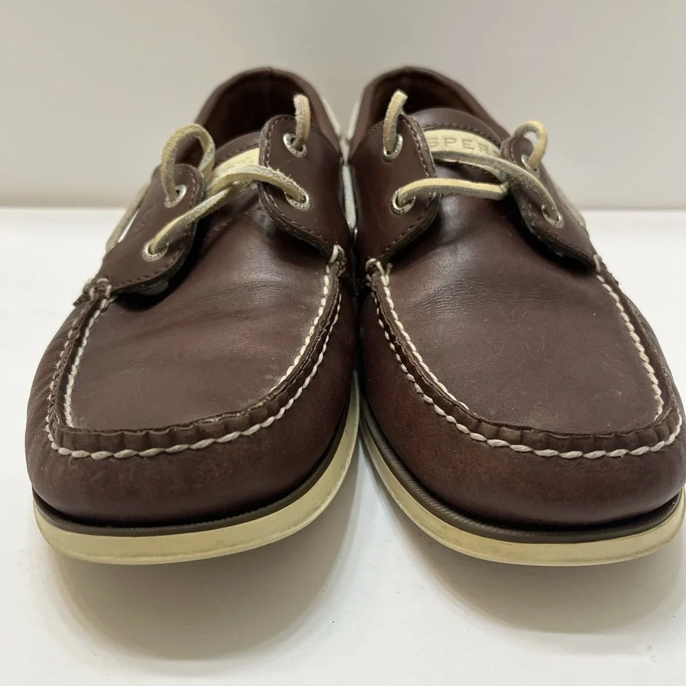 Sperry Authentic Original Two-Eye Leather Boat Shoes Dark Brown Men's 10 Classic